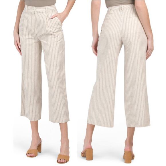 Rag & Bone NWT Women's Natural Stripe Ivy Stripe Culotte Wide Leg Pants Size 12 - Picture 1 of 11